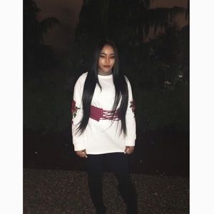 Removable corset rose sweater dress and shirt